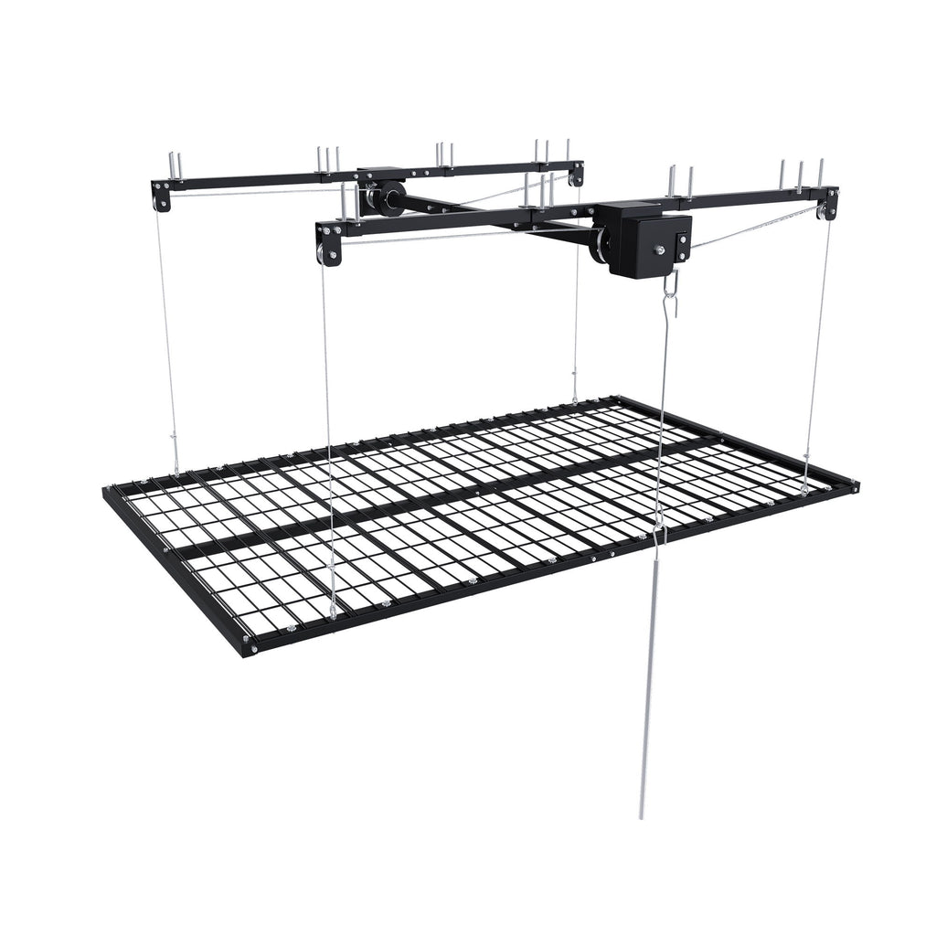 Overhead Garage Storage Rack For High Ceilings & Safety Lock - Black