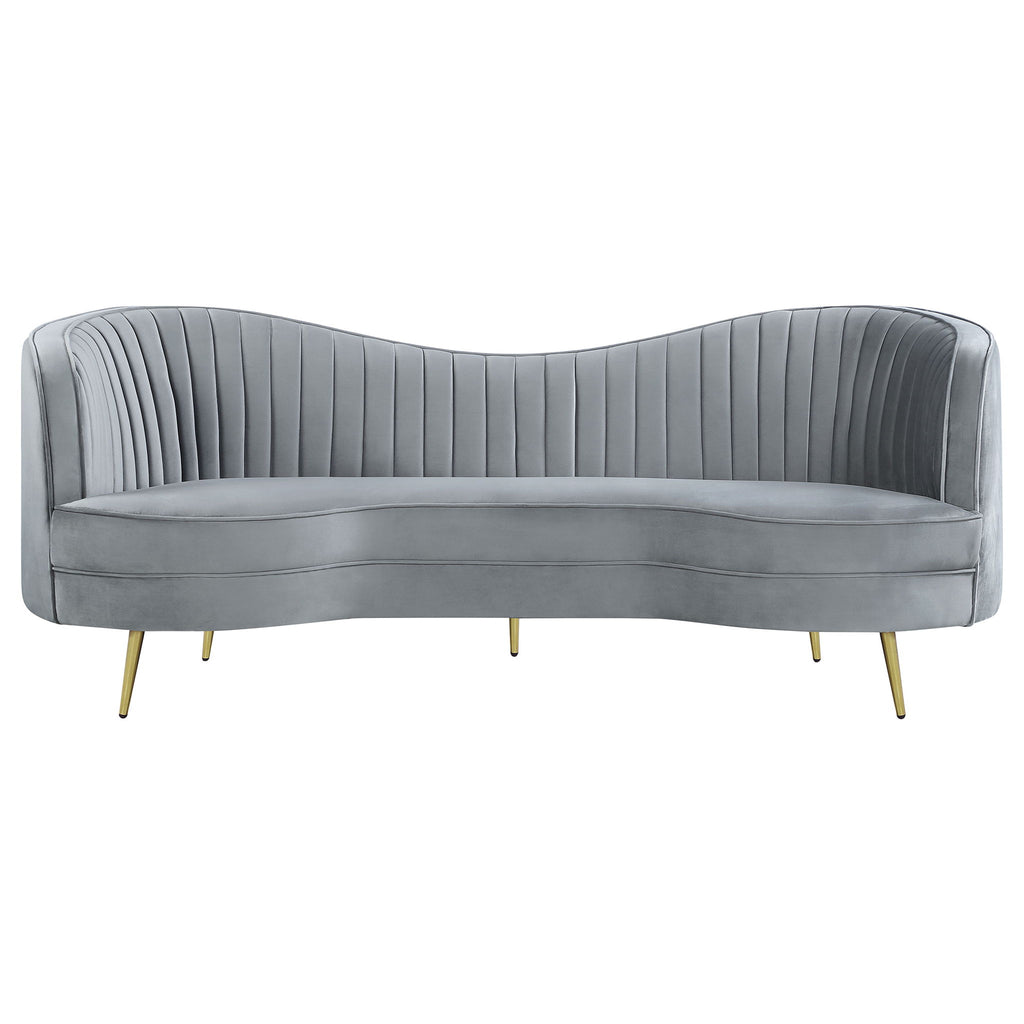 Sophia - 3 Piece Upholstered Channel Tufted Sofa Set - Gray