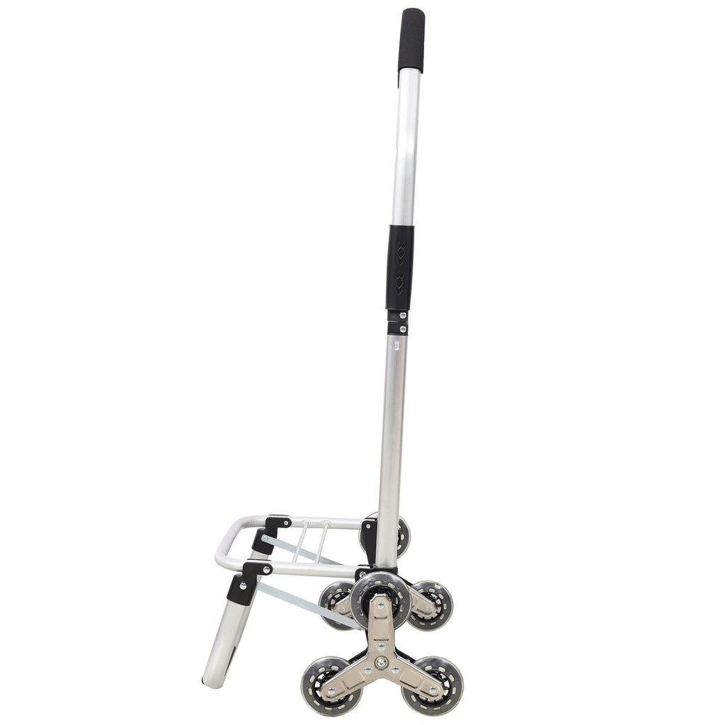 Foldable Shopping Stair Trolley With Triangular Wheels And Removable Waterproof Bag - Black
