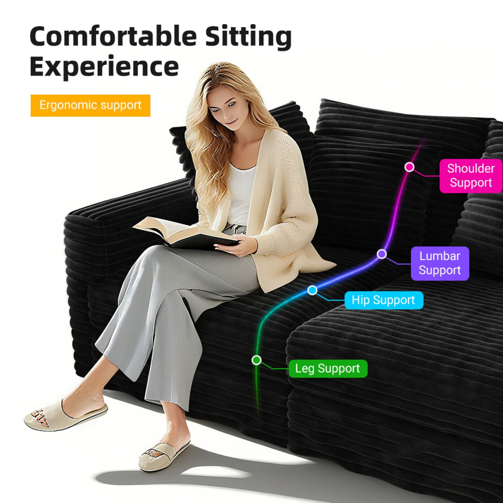 4 Seat Sofa, Modern Comfy Upholstered Sofa Cloud Couch, Deep Seat Couches With Soft Pillows