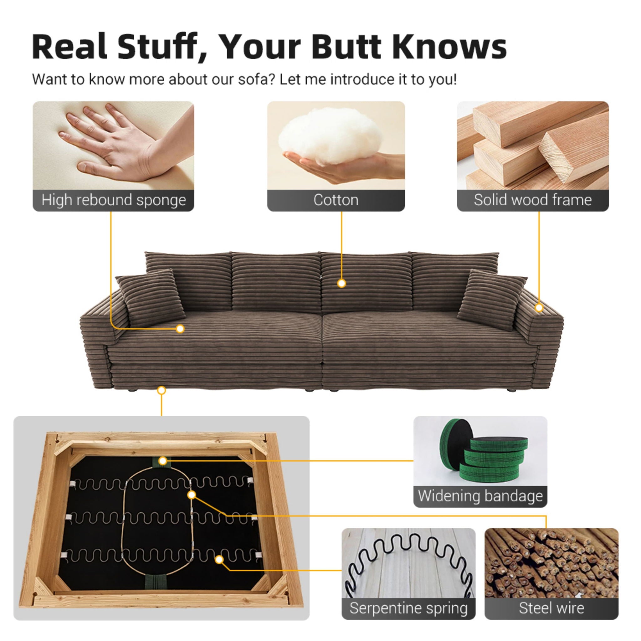4 Seat Sofa, Modern Comfy Upholstered Sofa Cloud Couch, Deep Seat Couches With Soft Pillows