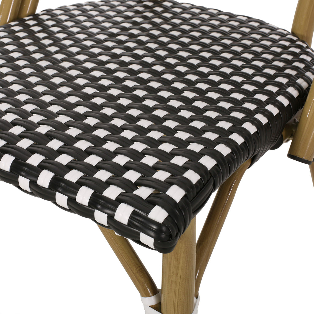 Outdoor Rattan And Aluminum French Bistro Chair Set