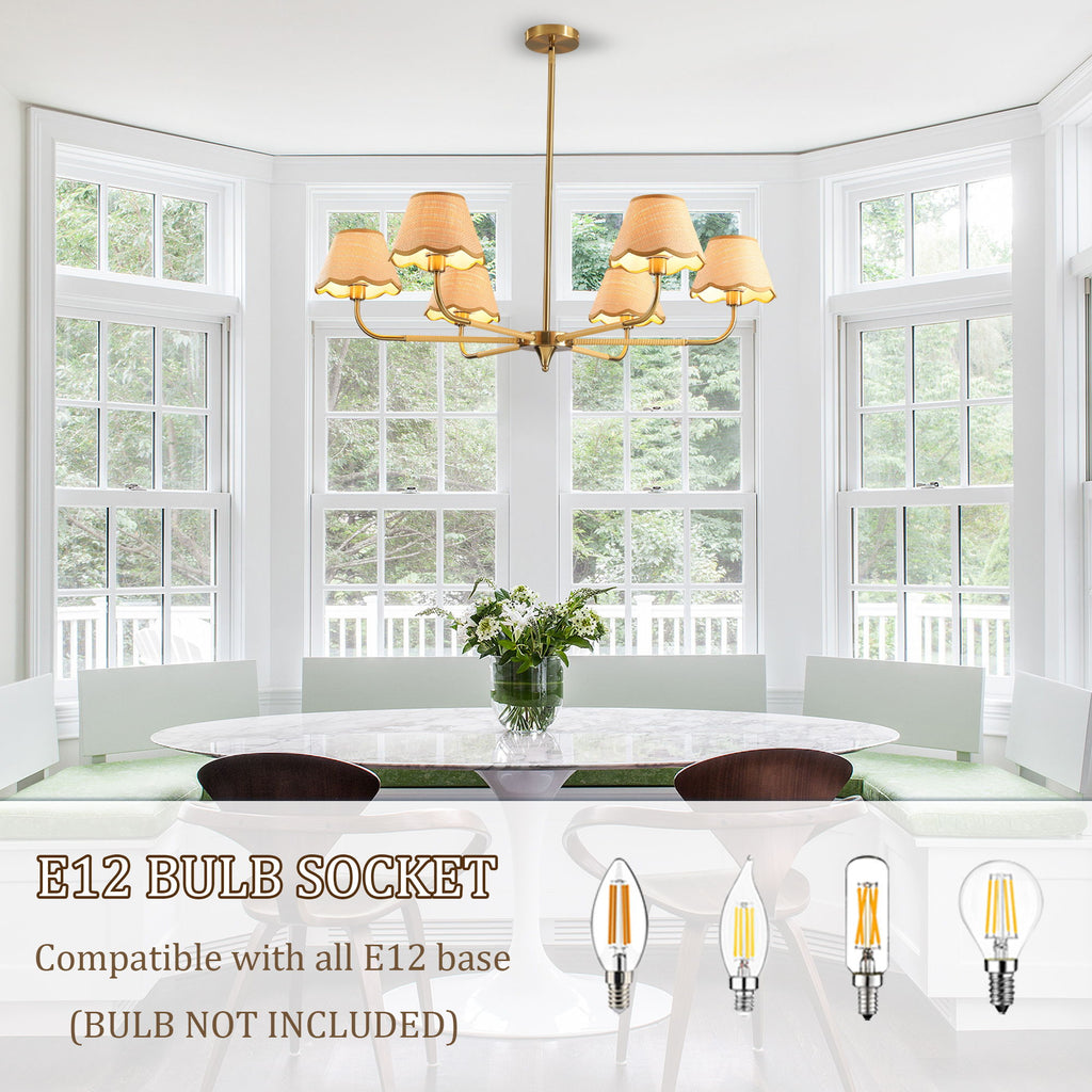 6 Lamp Chandelier - Golden