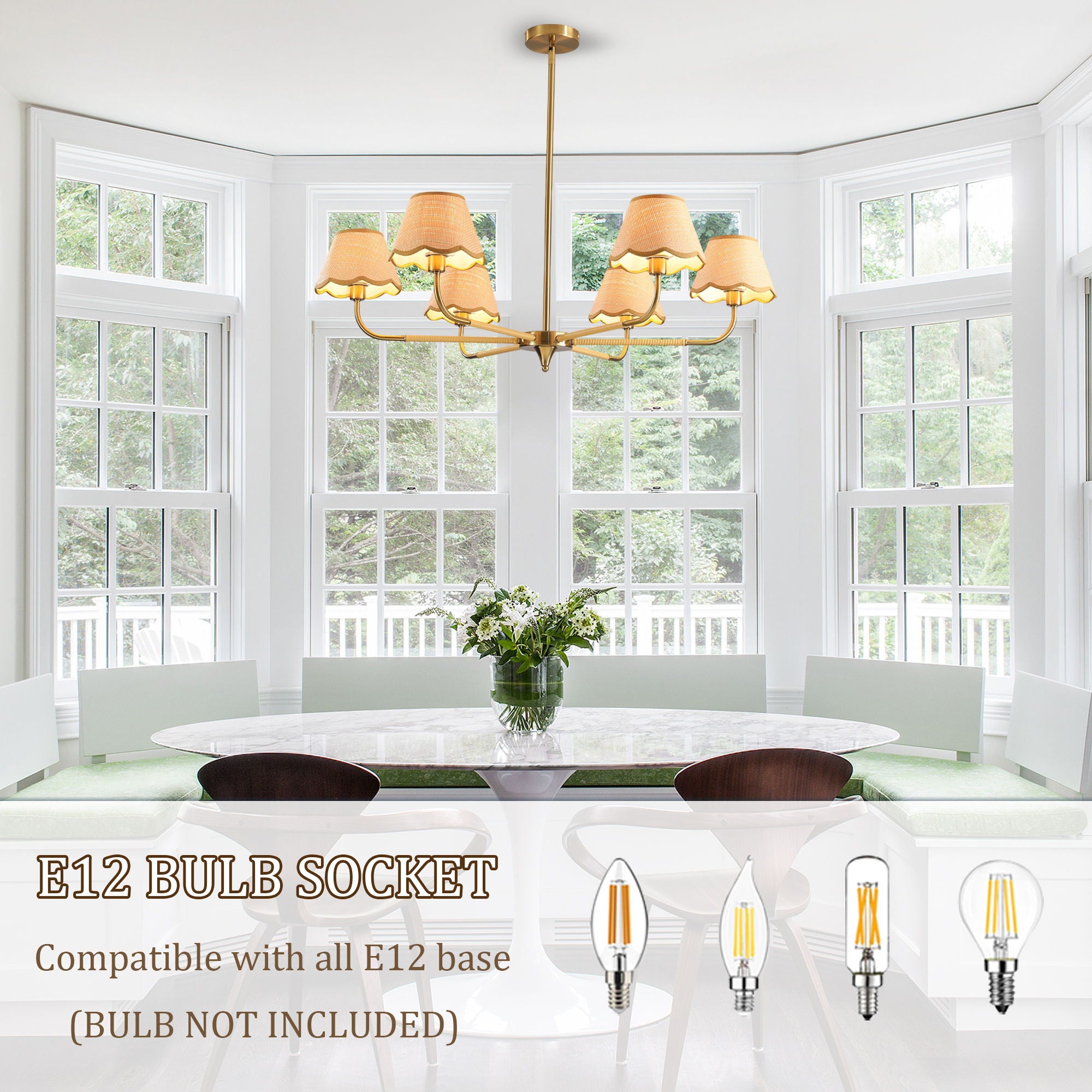 6 Lamp Chandelier - Golden