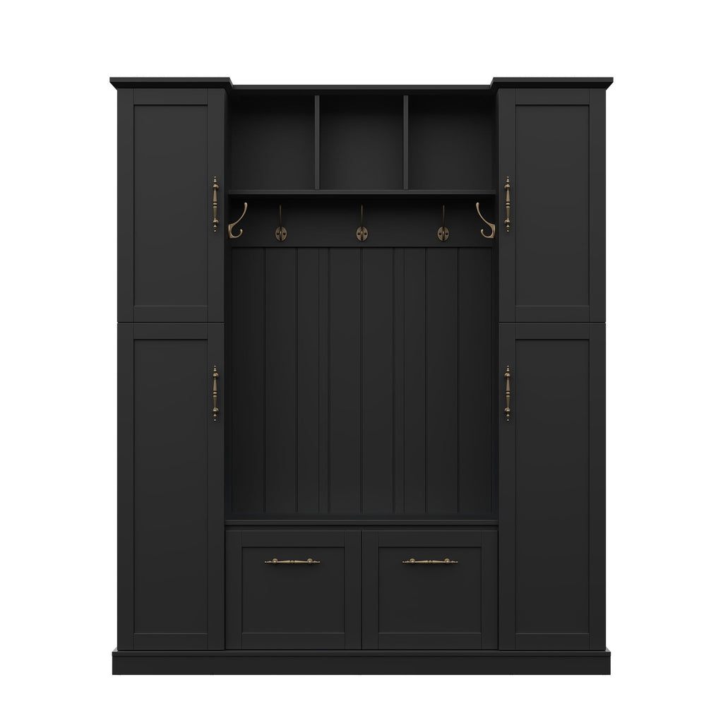 Hall Tree With 4 Side Cabinets