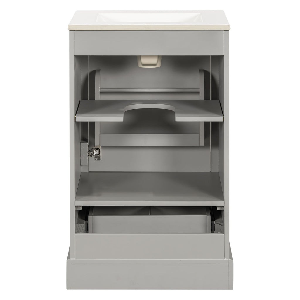 Bathroom Vanity With Sink, Soft Close Door, Adjustable U-Shaped Shelf