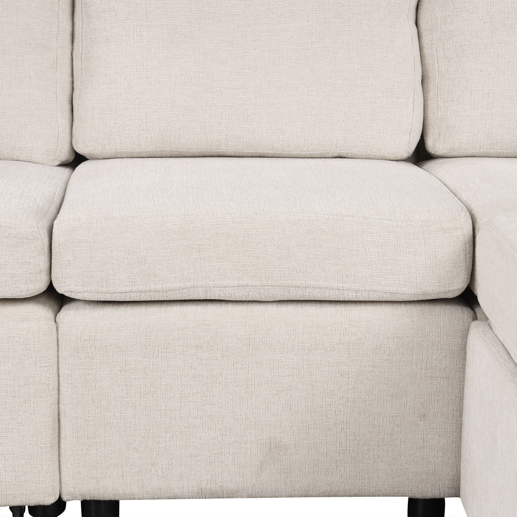 Sectional Sofa Convertible Pull-Out Bed With Storage Ottoman & USB Ports