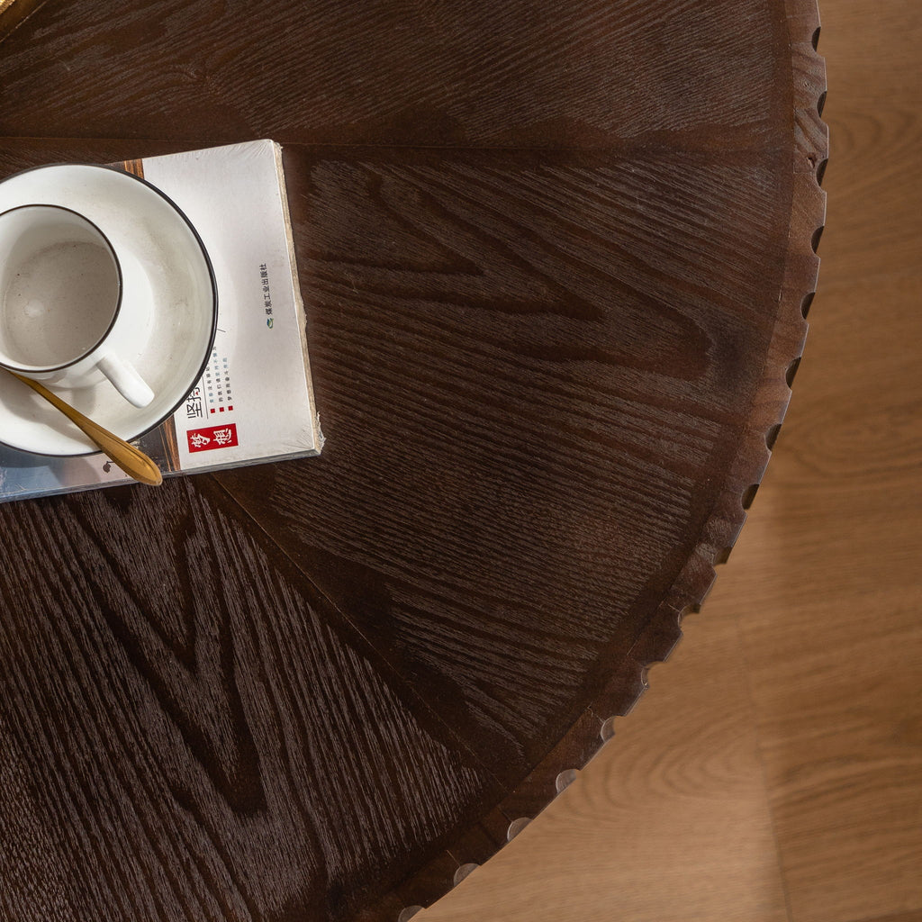 Round Retro Coffee With Solid Wood Legs
