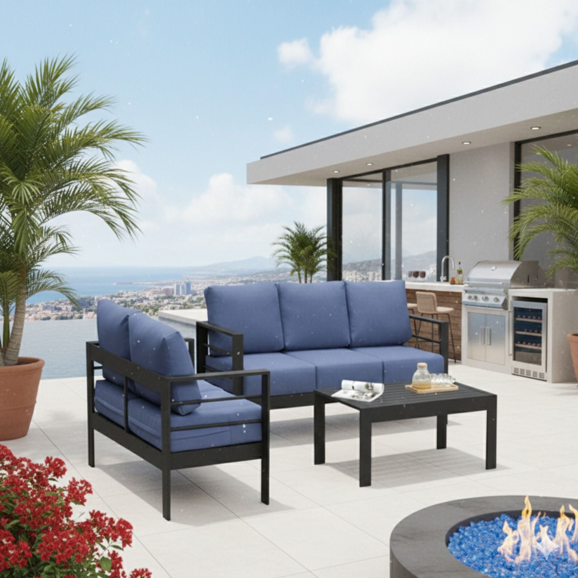 Outdoor Patio Set, All-Weather, Thick Cushions