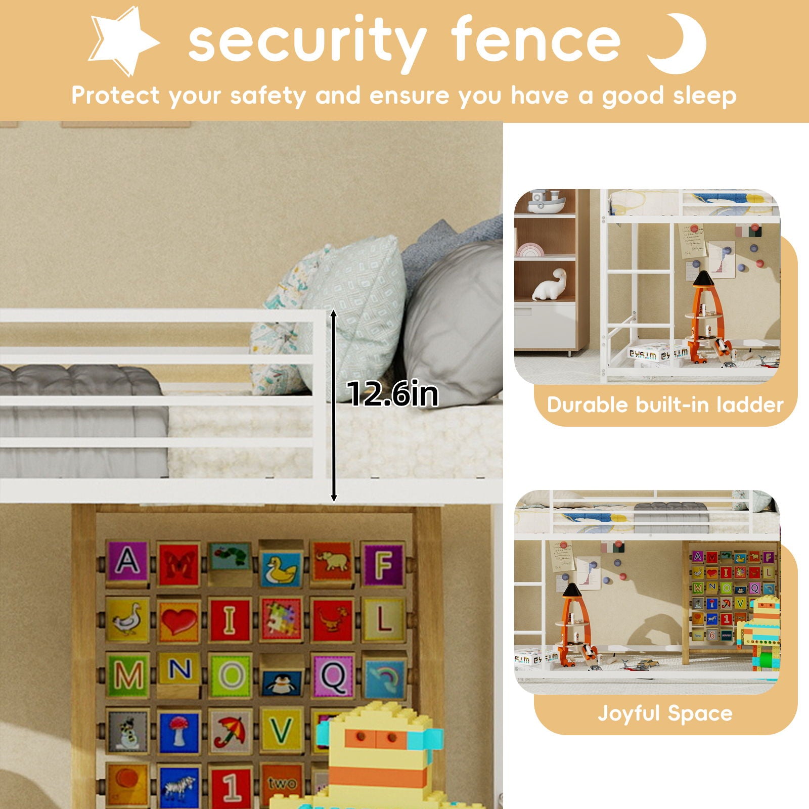 Bunk Bed With Safety Guardrails, No Box Spring Needed