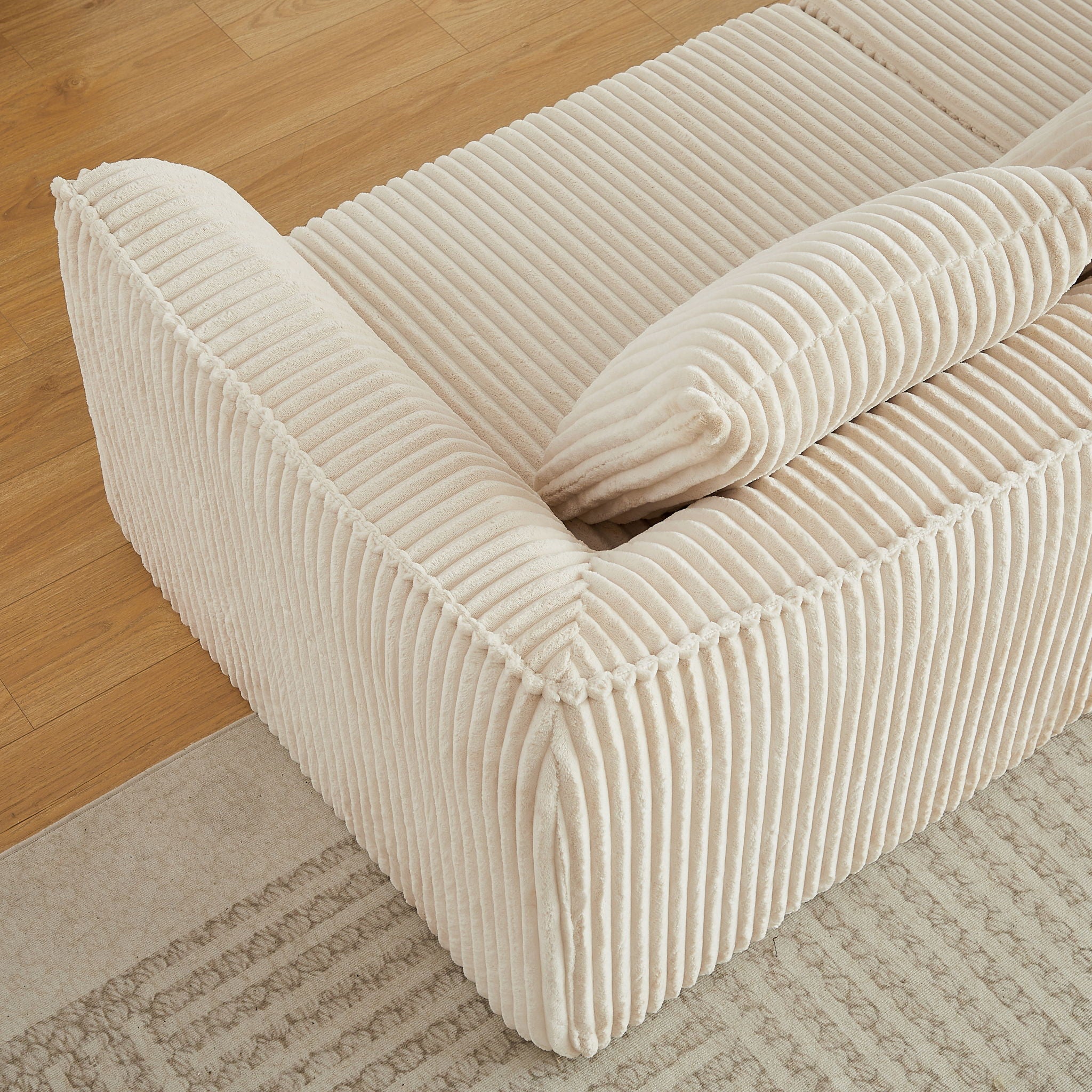 Minimalist 3 Seater Sofa With Curved Lines And Gently Sloped Backrest