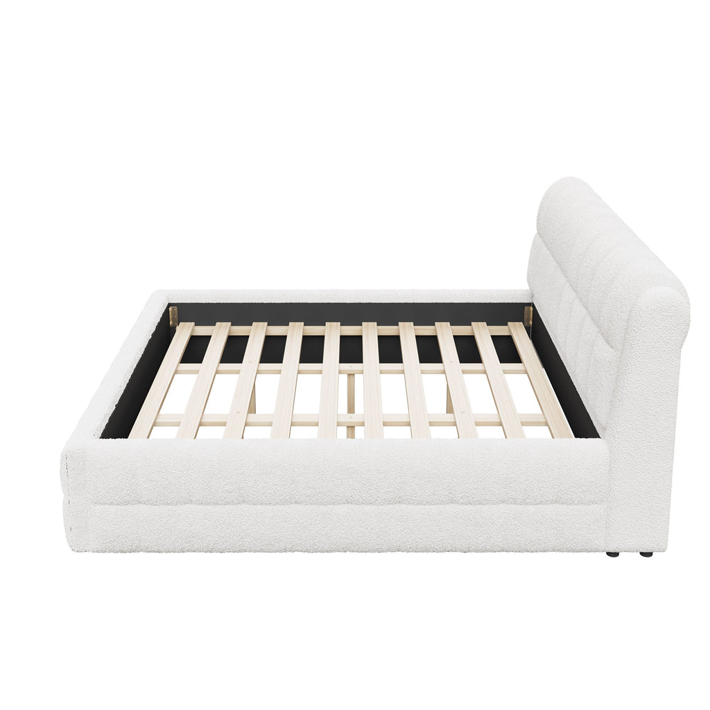 Upholstered Platform Bed With Stiching Details