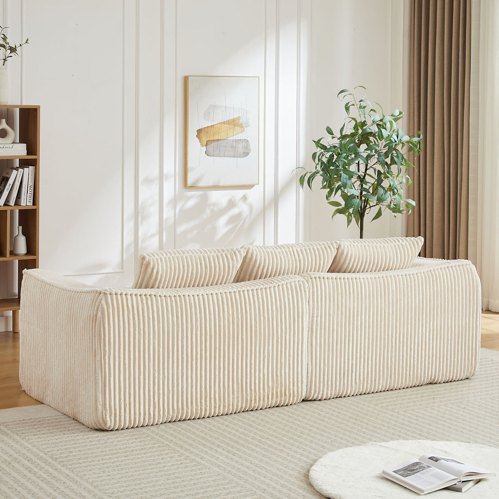 Minimalist 3 Seater Sofa With Curved Lines And Gently Sloped Backrest
