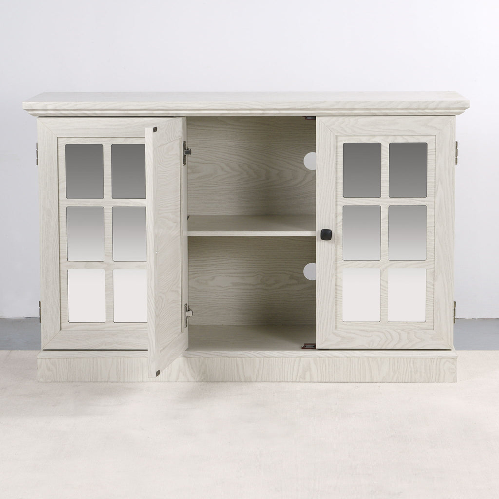 Storage Cabinet With 3 Mirrored Acrylic Doors, Adjustable Shelves