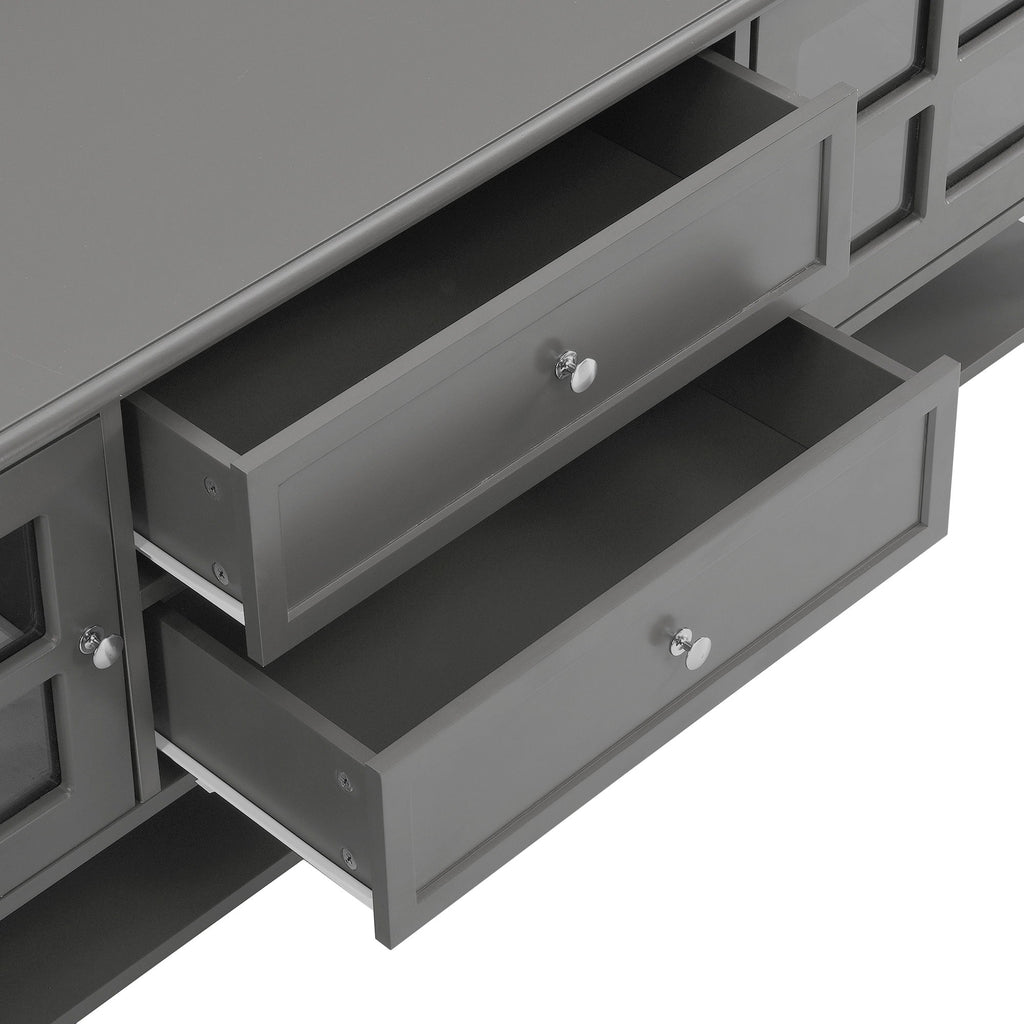 TV Stand, Entertainment Center With Dual Drawers And Hidden Storage, Cabinet With Soft Closing Doors And Sleek Panel Design
