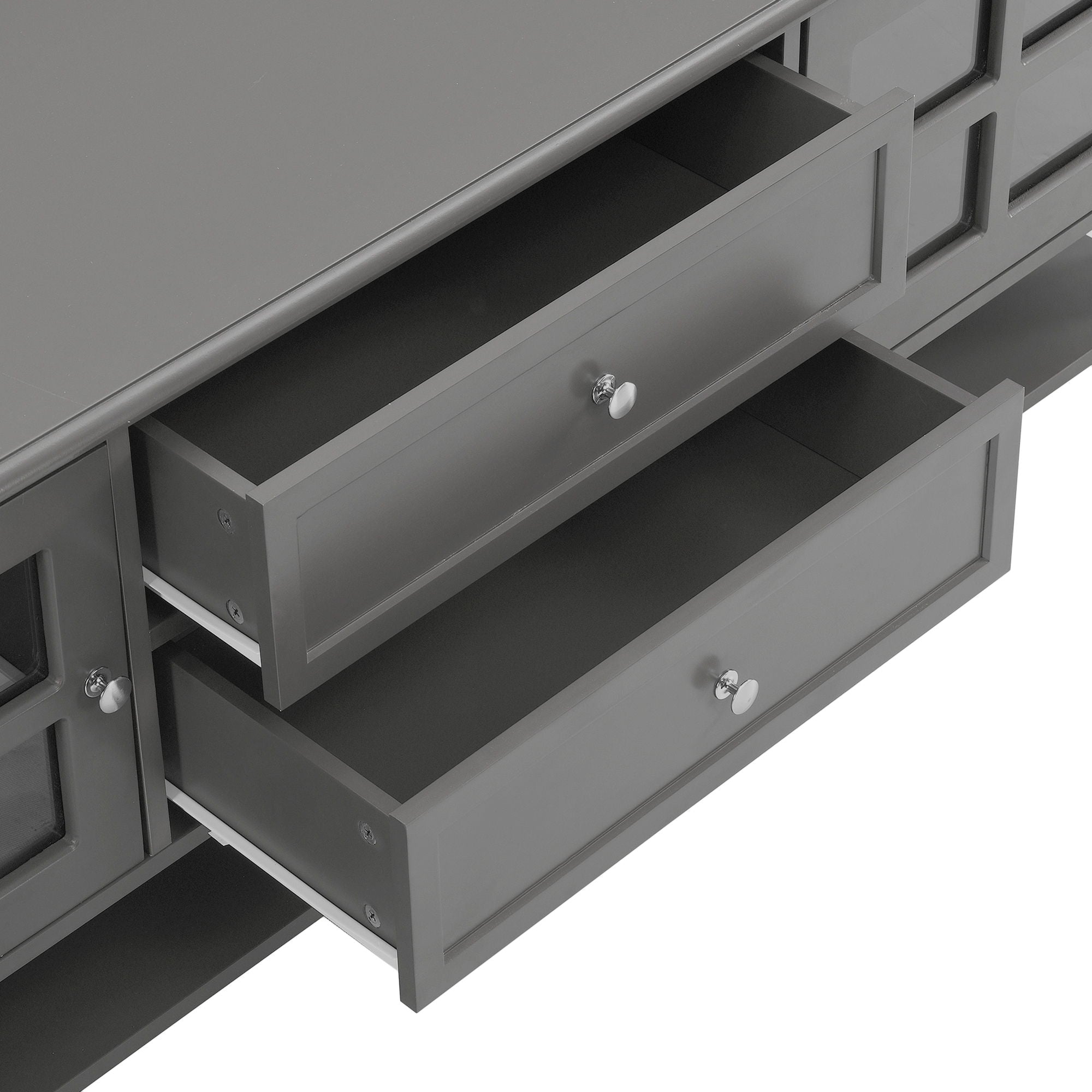 TV Stand, Entertainment Center With Dual Drawers And Hidden Storage, Cabinet With Soft Closing Doors And Sleek Panel Design