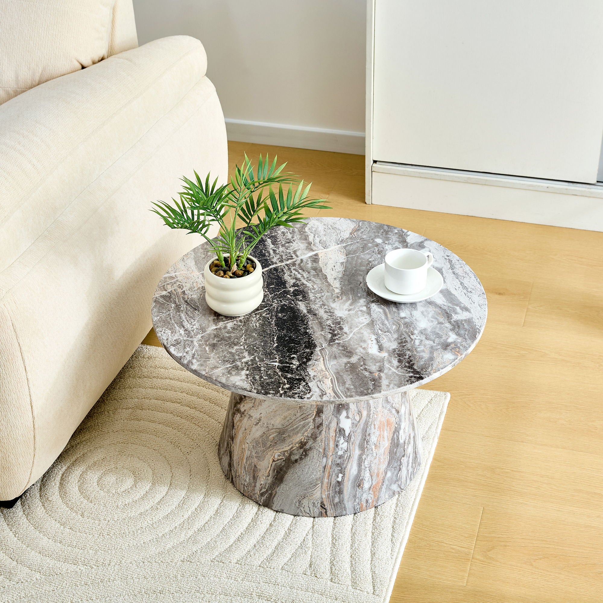 Circular Coffee Table With Adjustable Feet