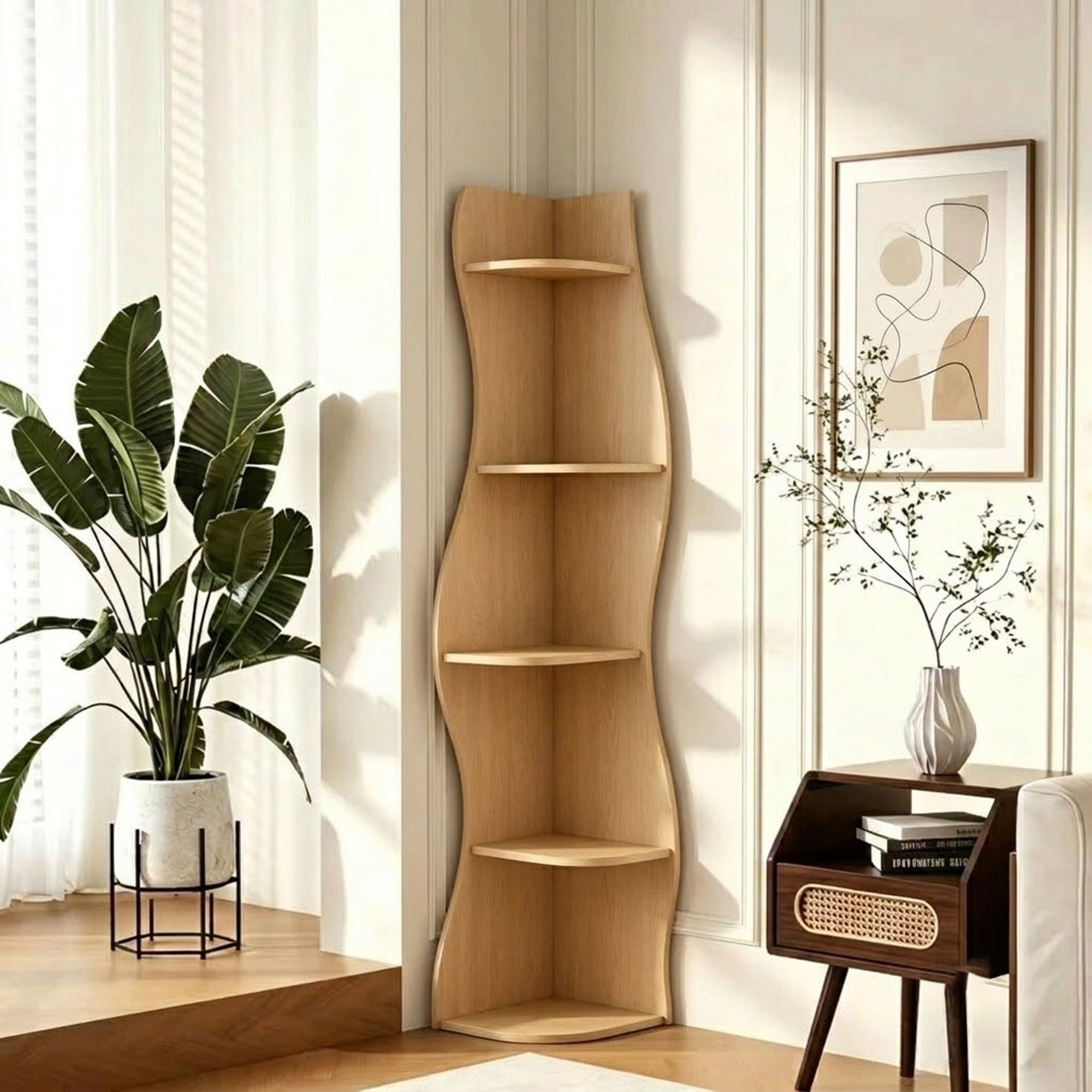 5 Tier S - Shaped Corner Shelf For Living Room