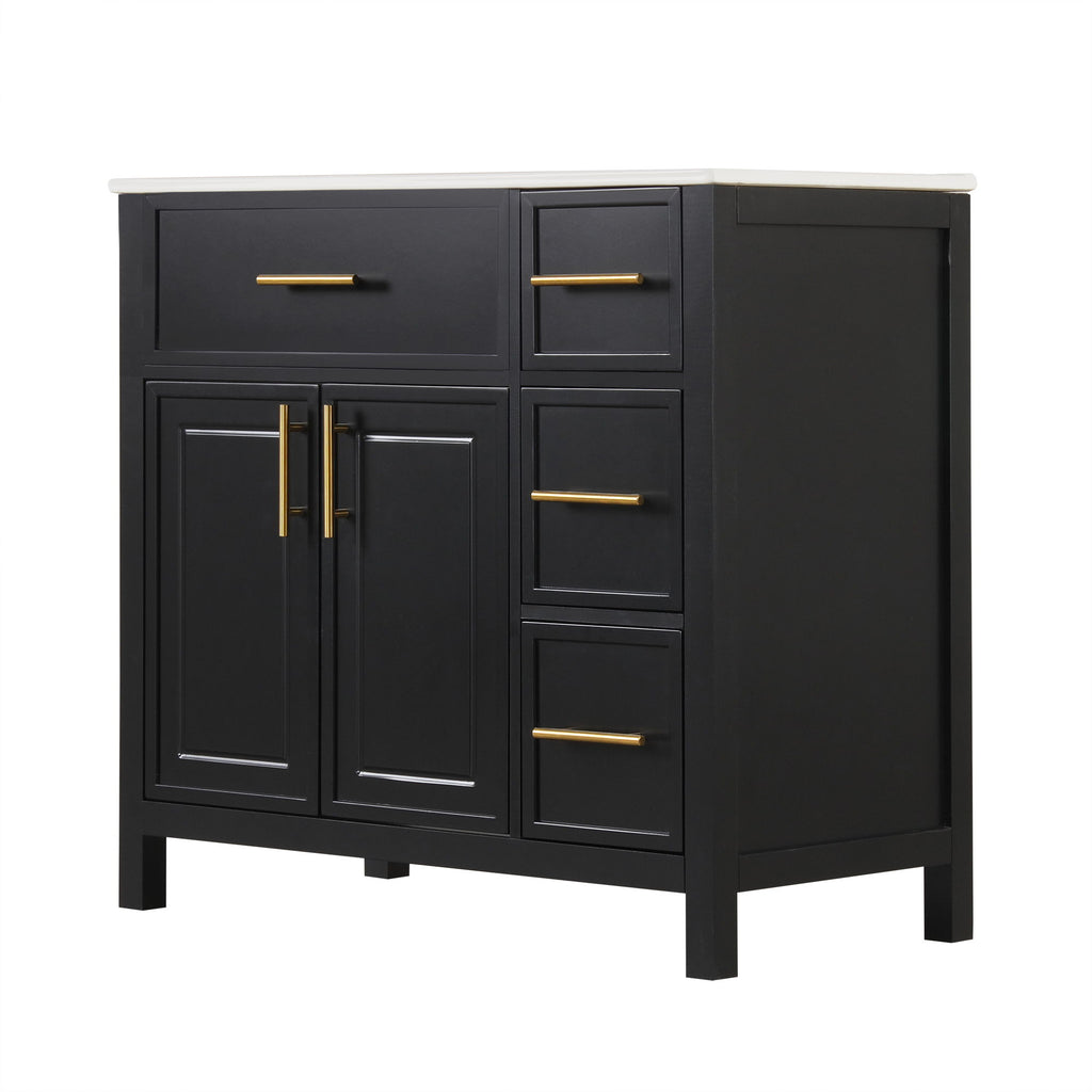Modern Bathroom Vanity With Sink Top, 2 Doors And 3 Drawers
