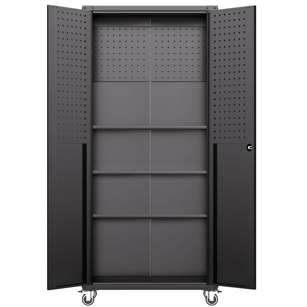 Garage Storage Cabinet With Wheels Heavy-Duty Tool Storage - Black
