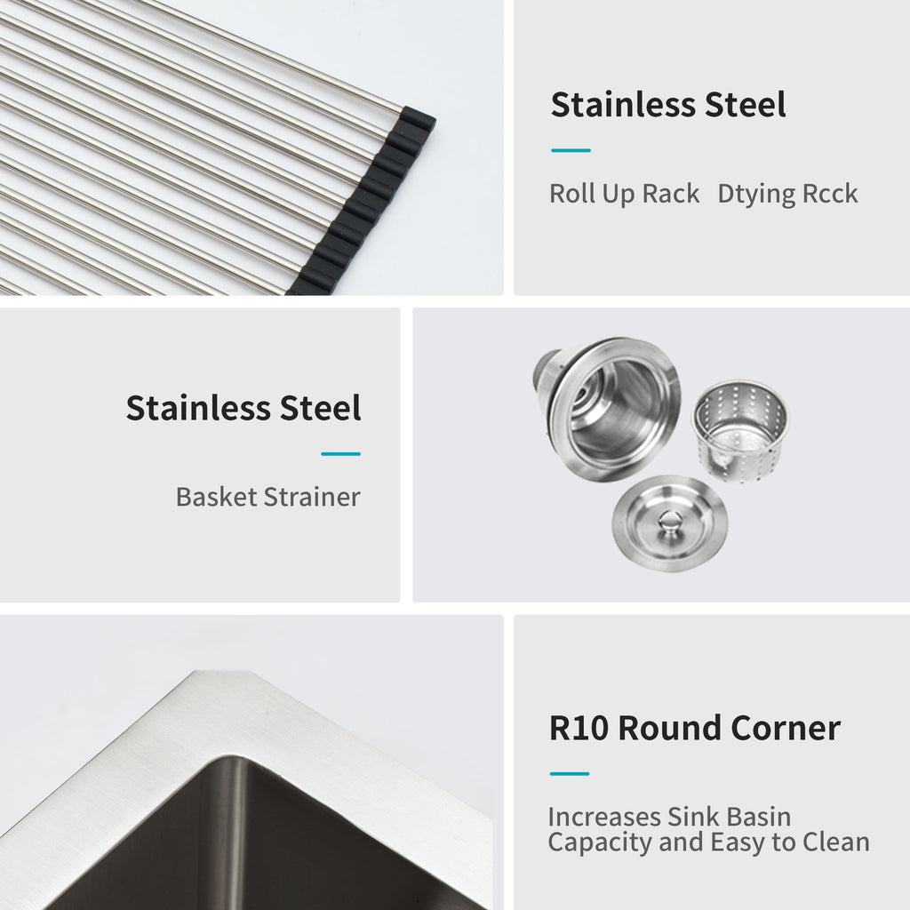 Undermount Steel Kitchen Sink, Deep Single Bowl Basin