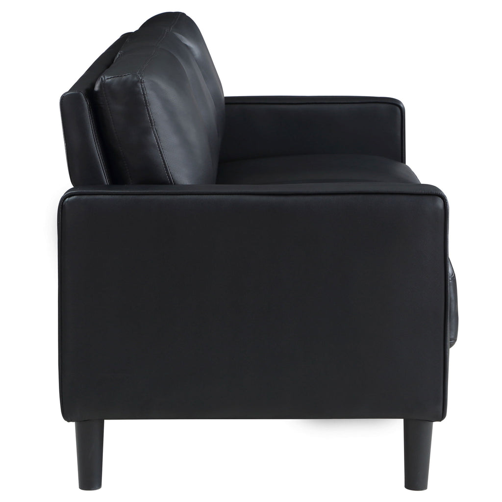 Weld 3 Piece Upholstered Track Arm Sofa Set - Black
