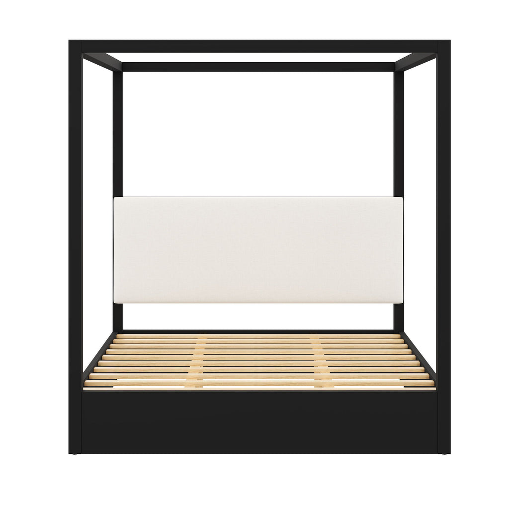 Canopy Platform Bed With Upholstered Headboard