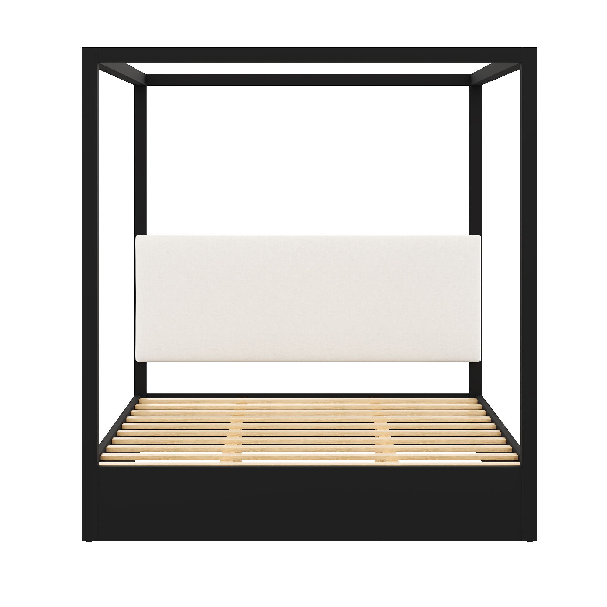 Canopy Platform Bed With Upholstered Headboard
