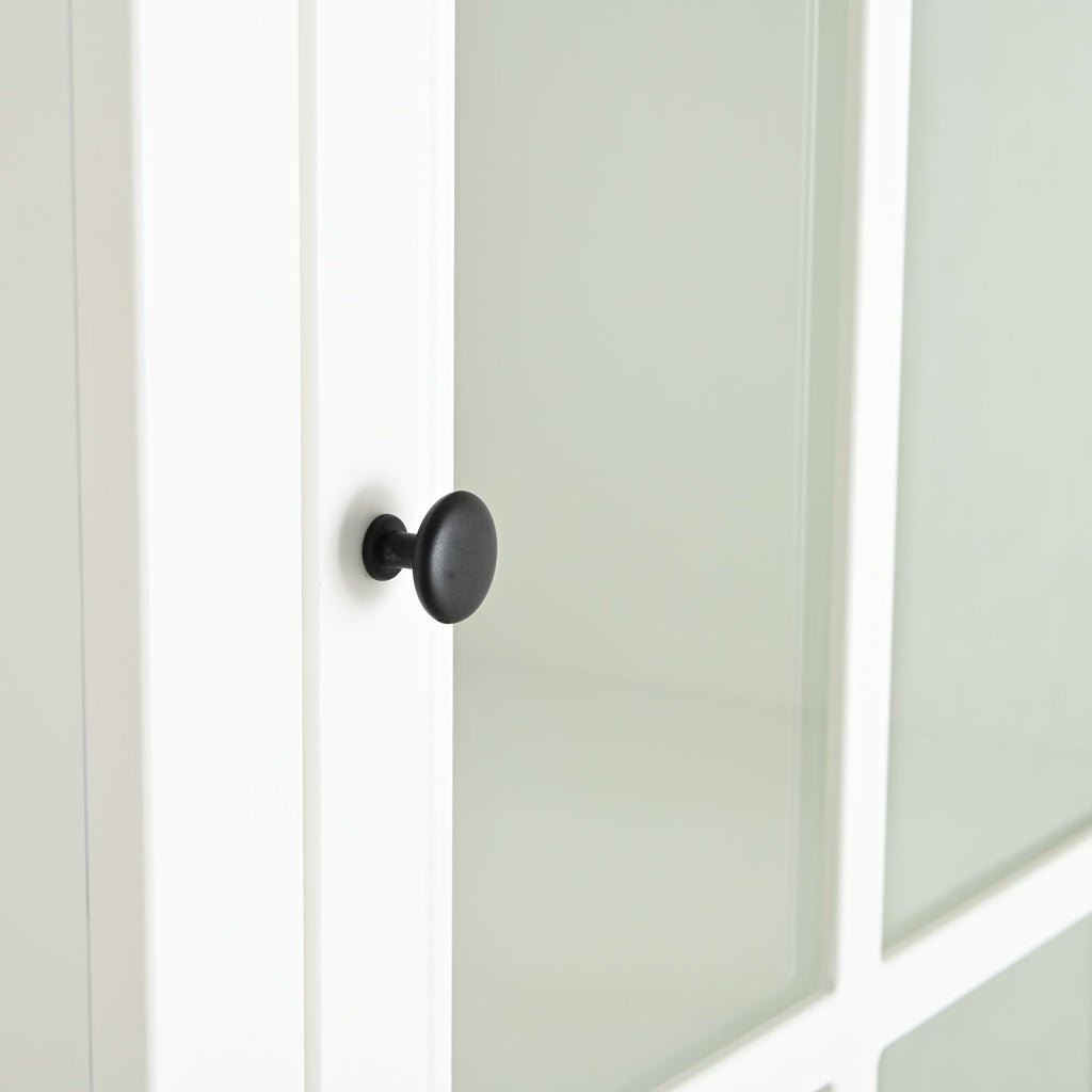Retro Style Hutch Cabinet With Glass Door, China Cabinet For Home