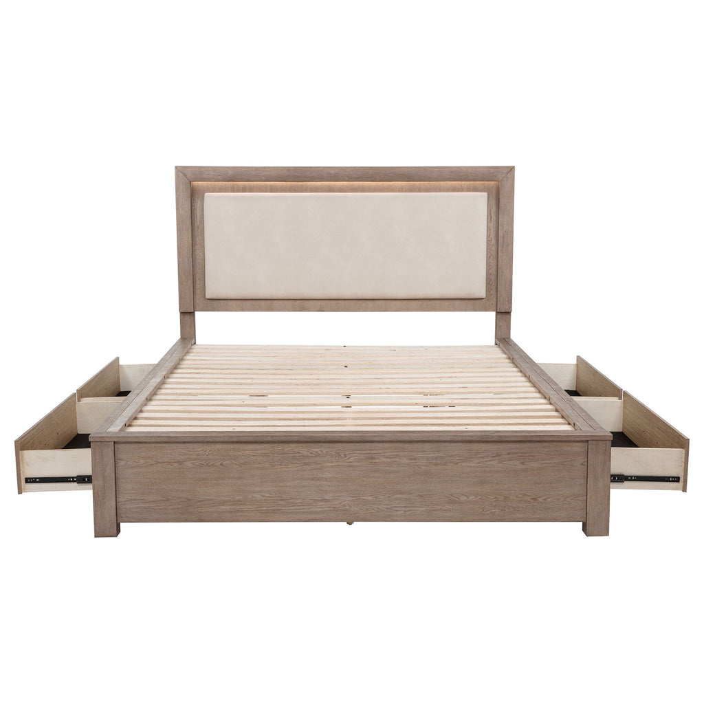 Gibbons - LED Storage Bed With Upholstered Headboard