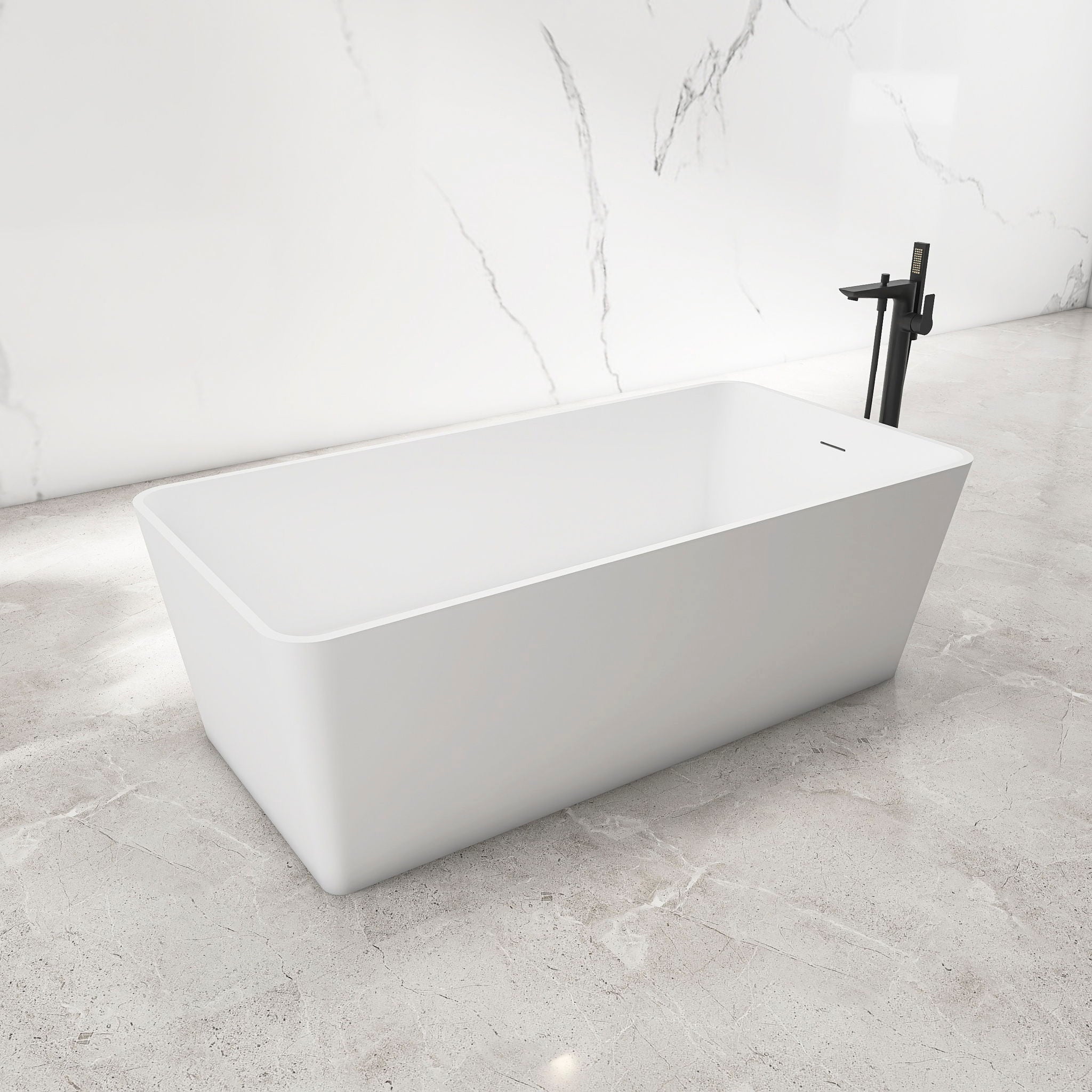 Freestandingn And Solid Surface, Soaking Bathtub For Bathroom - Matte White