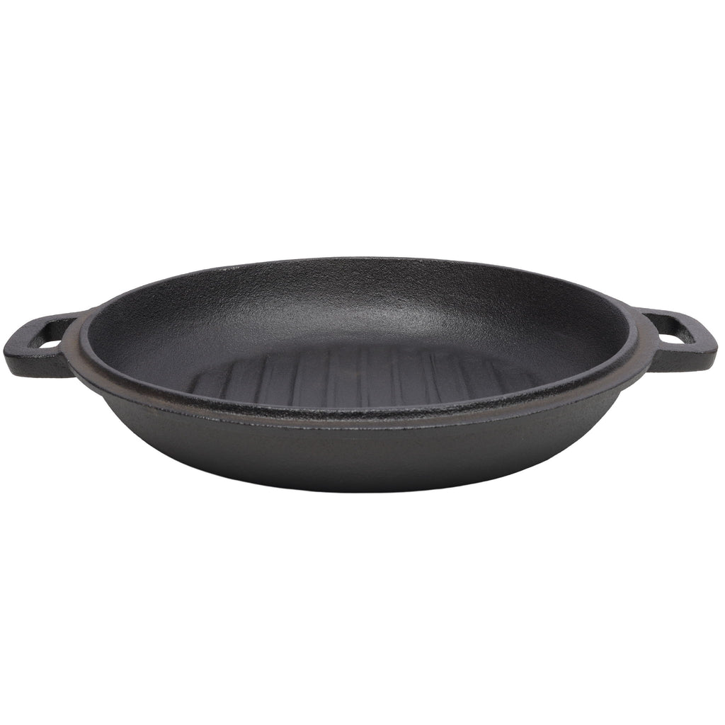 3 In 1 Pre-Seasoned Cast Iron Dutch Oven, Outdoor Camping Deep Pot, 5 Quart With Silicone Handles - Black