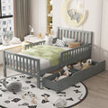 Platform Bed With Guardrails On Both Sides And 2 Storage Drawers