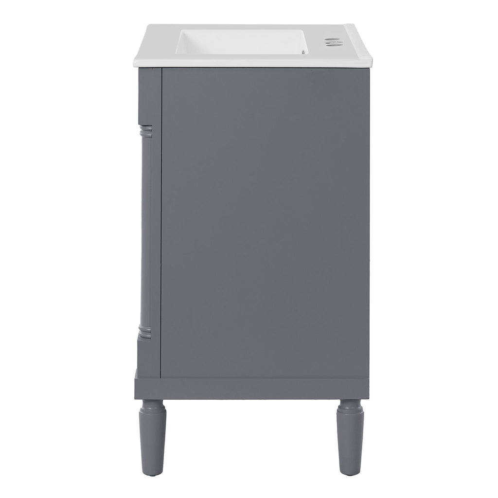 Bathroom Vanity With Top Sink, 2 Tier Storage Cabinet