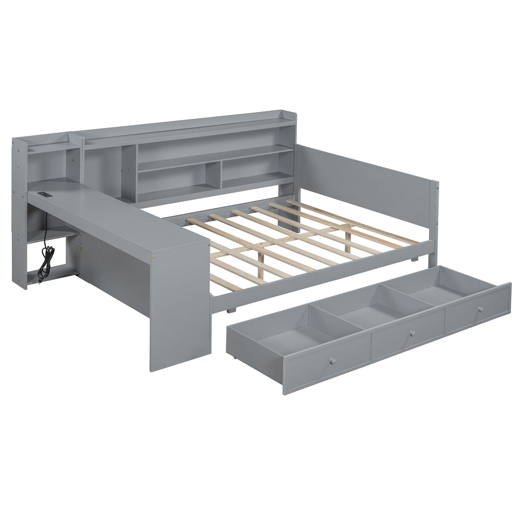 Daybed With 3 Drawers USB Ports And Desk
