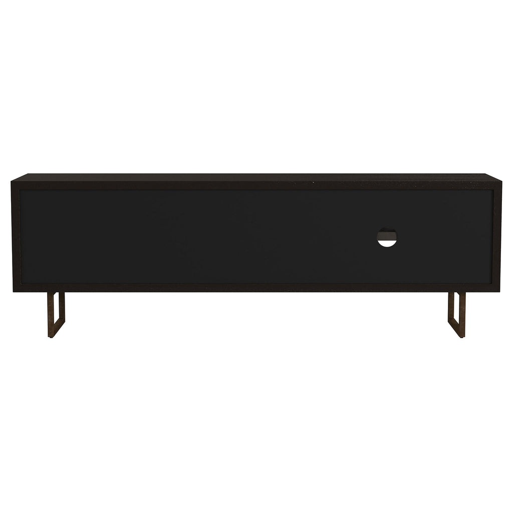 Manaya - 2 Door Stand With Open Shelving And Hidden Storage - Charcoal Black