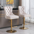 Thick Swivel Barstools Adjusatble Seat Height From 25-33", Modern Upholstered Bar Stools With Backs Comfortable Tufted For Home Pub And Kitchen Island (Set of 2)