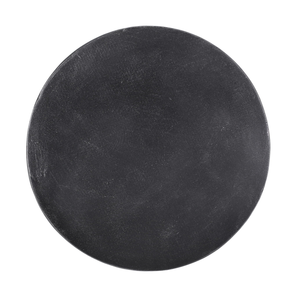 Outdoor Lightweight Concrete End Table With Natural Texture - Matte Black