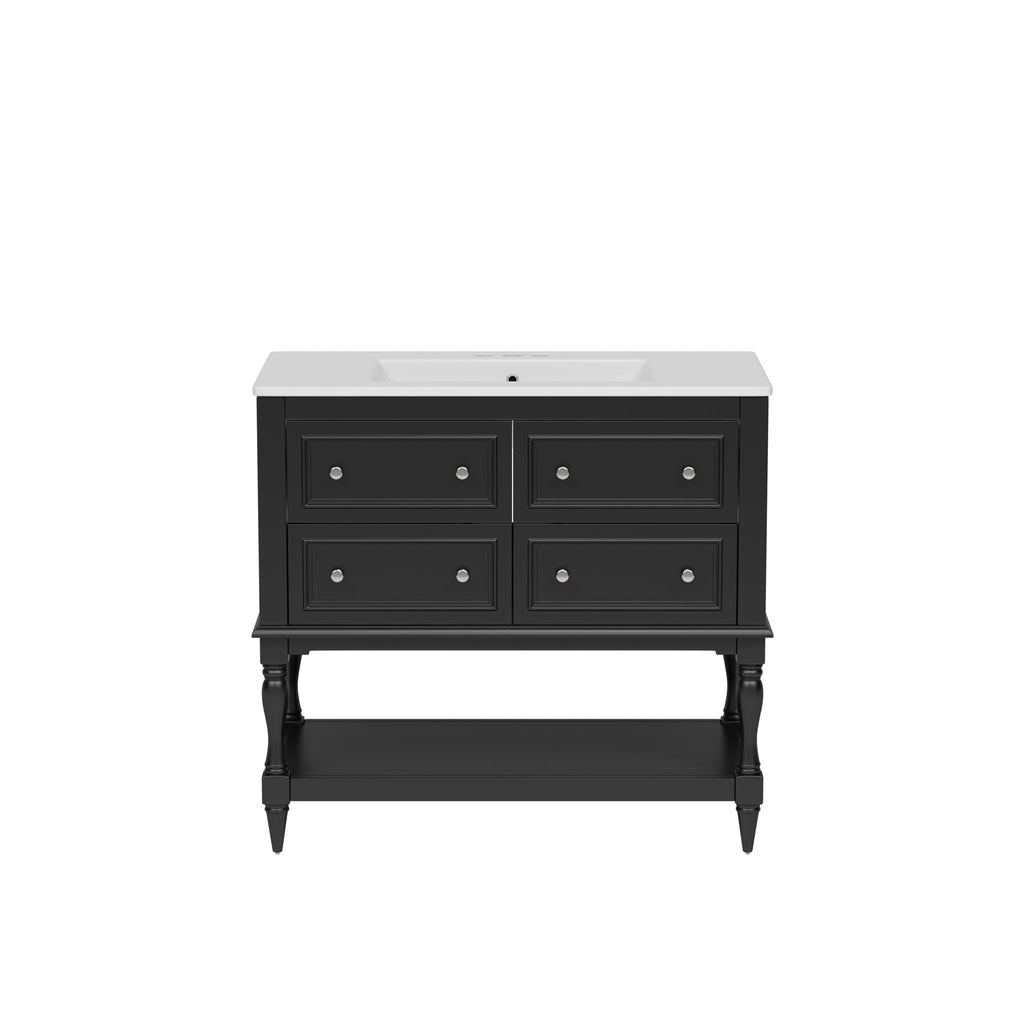 Bathroom Vanity With Medicine Cabinet, Storage Cabinet With 4 Drawers, Adjustable Shelf Mirror