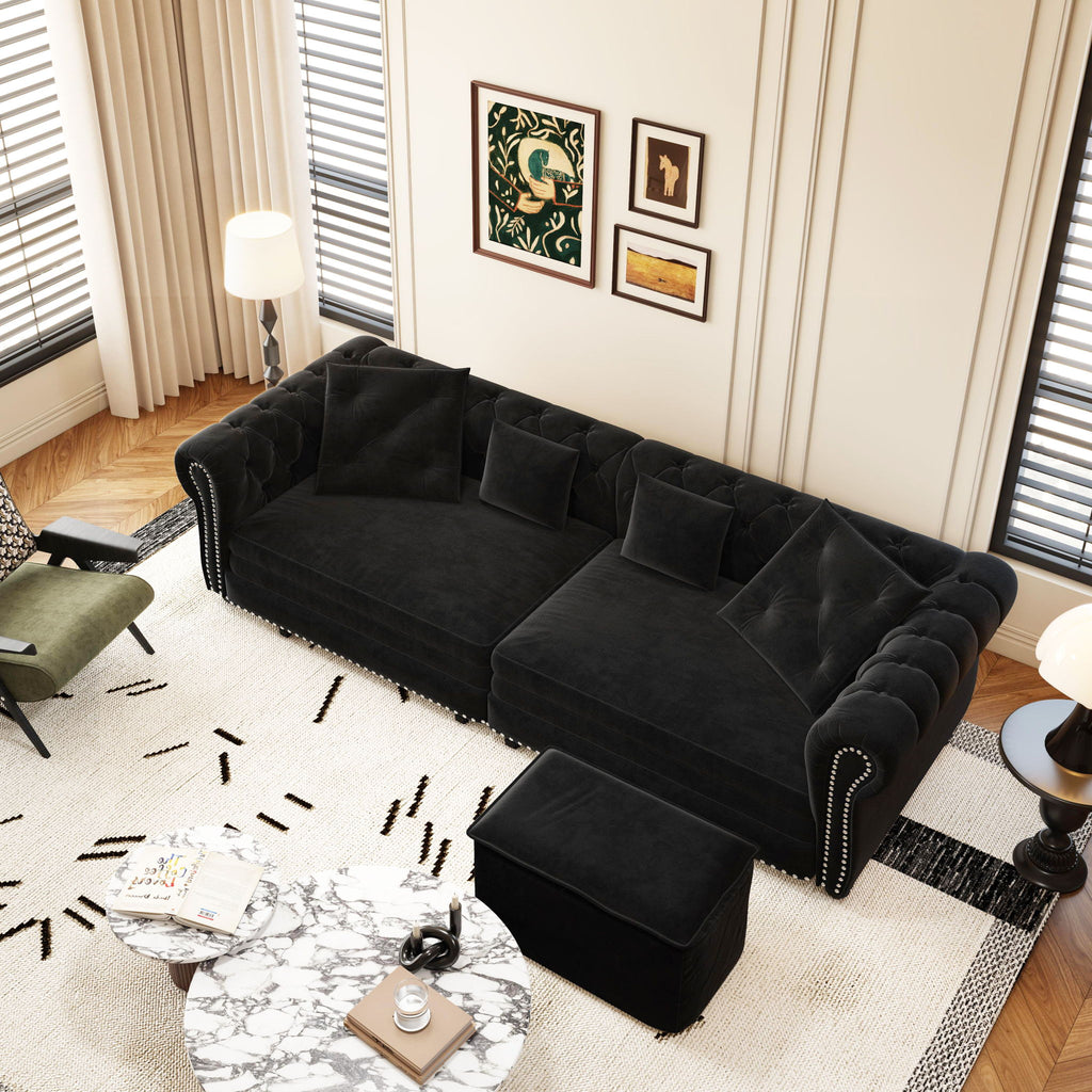 3 In 1 Convertible Sleeper Sofa Bed With Movable Ottoman