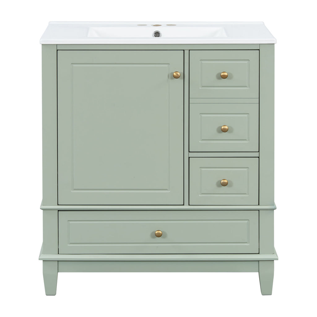 Freestanding Bathroom Vanity With Sink, Soft Close Door, 3 Drawers