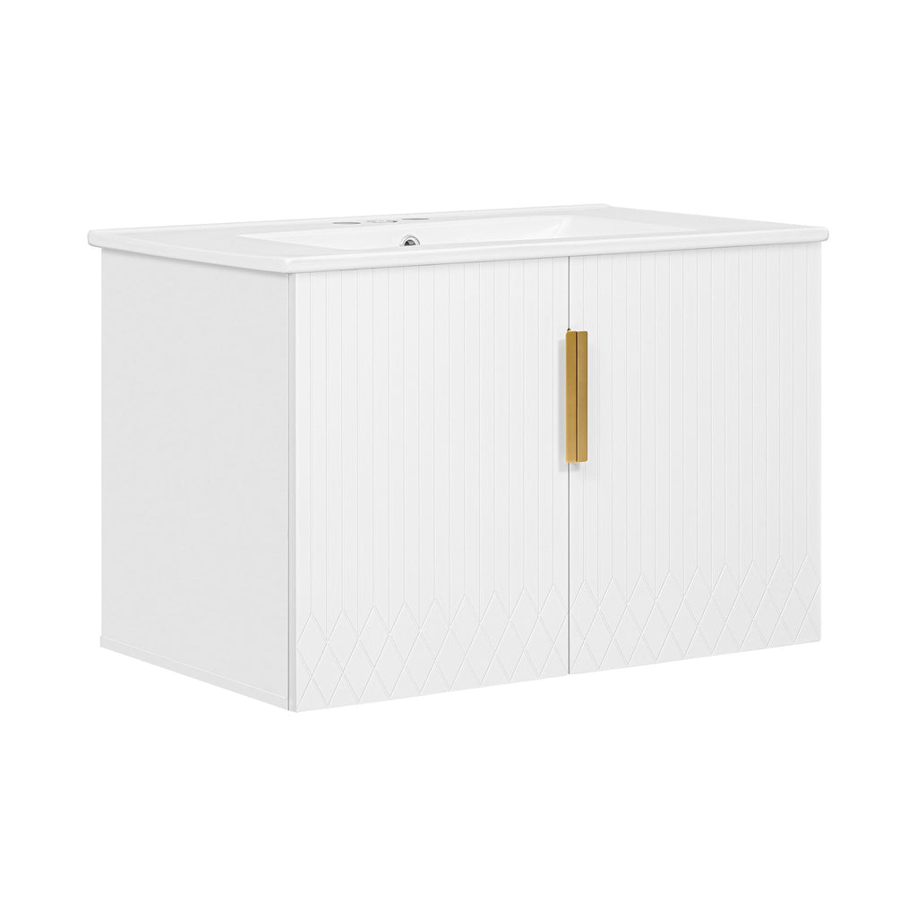 Bathroom Vanity With Sink, Rectangular Storage Cabinet With 2 Soft Closing Doors