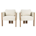 Upholstered Dining Chair With Vertical Channel Tufting (Set of 2) - Beige / Walnut