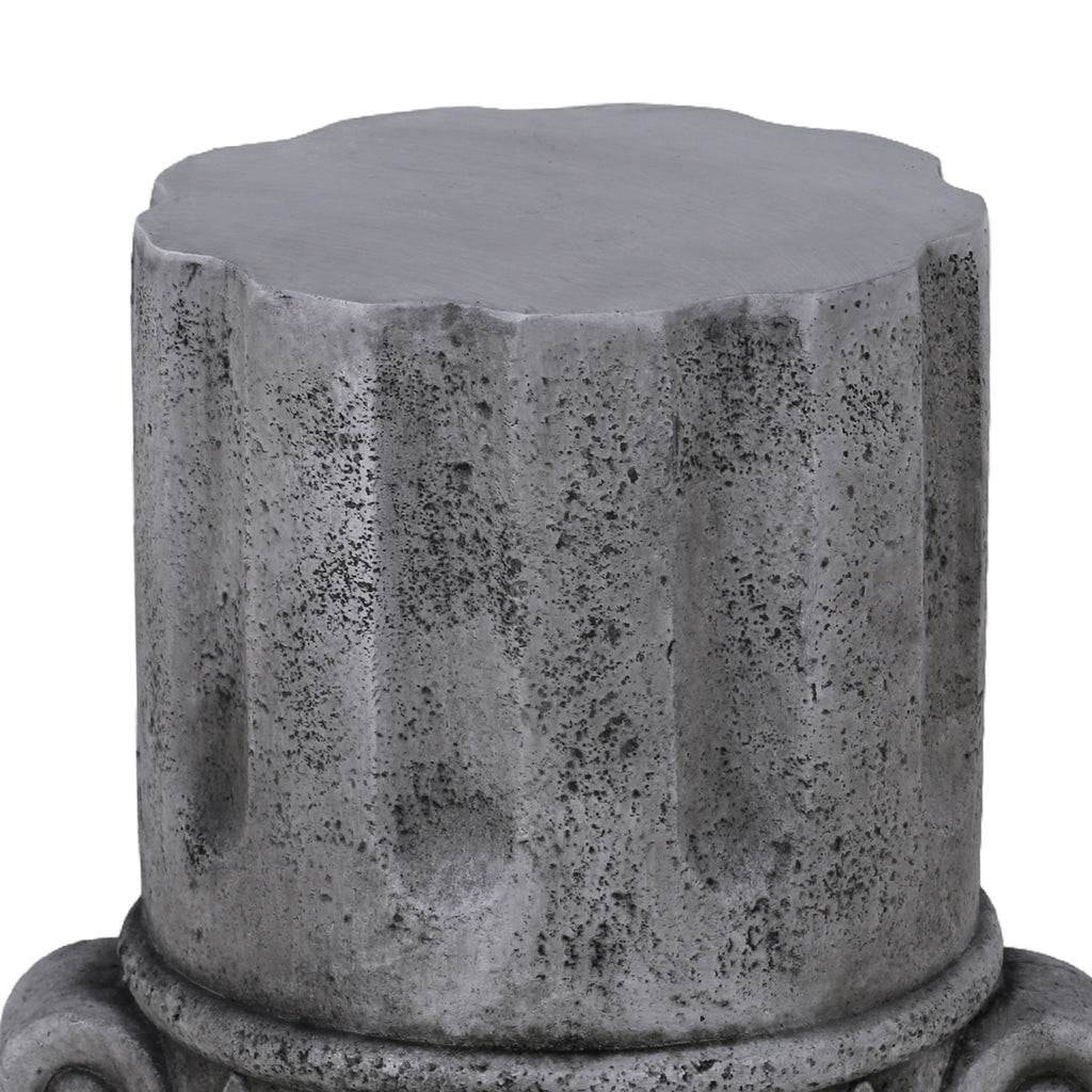 Outdoor End Table, Round Side Table For Patio And Garden - Antique Gray