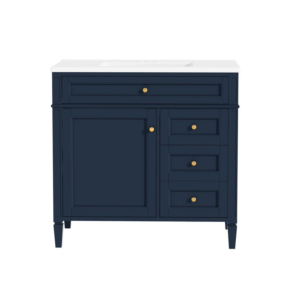 Bathroom Vanity With Top Sink, 2 Drawers, Tip Out Drawer