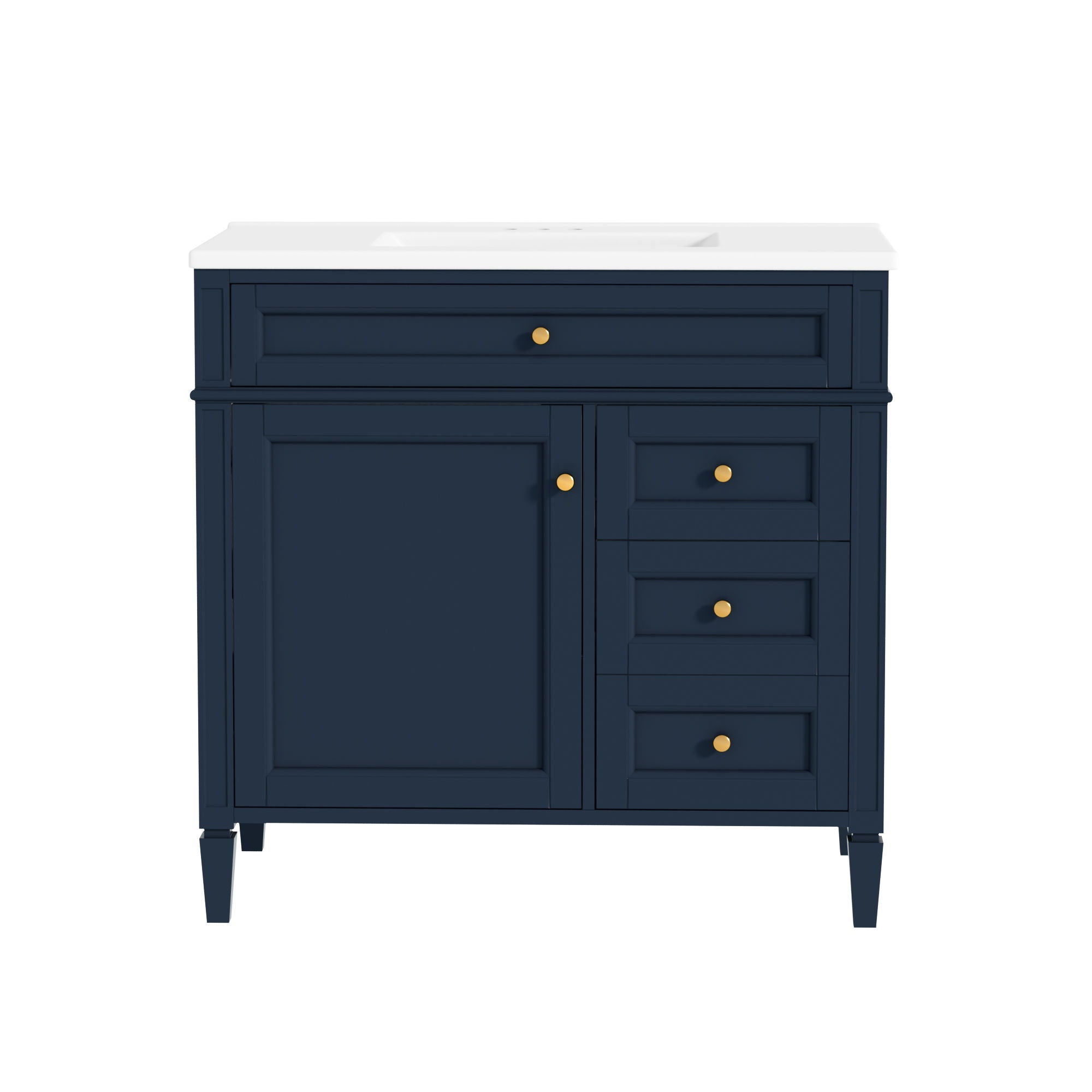 Bathroom Vanity With Top Sink, 2 Drawers, Tip Out Drawer