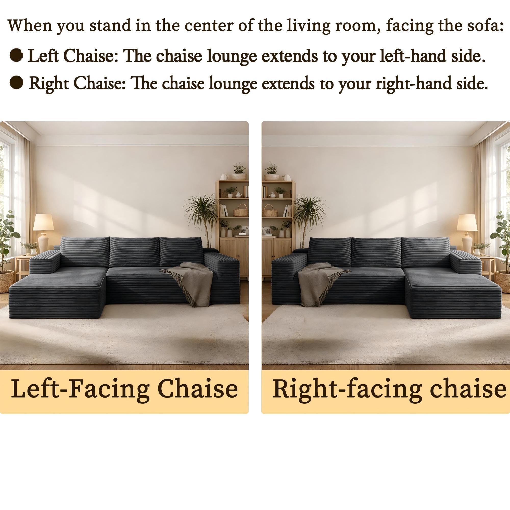 U-Shaped Modular Sofa With Cup Holders And Storage For Living Rooms - Coffee