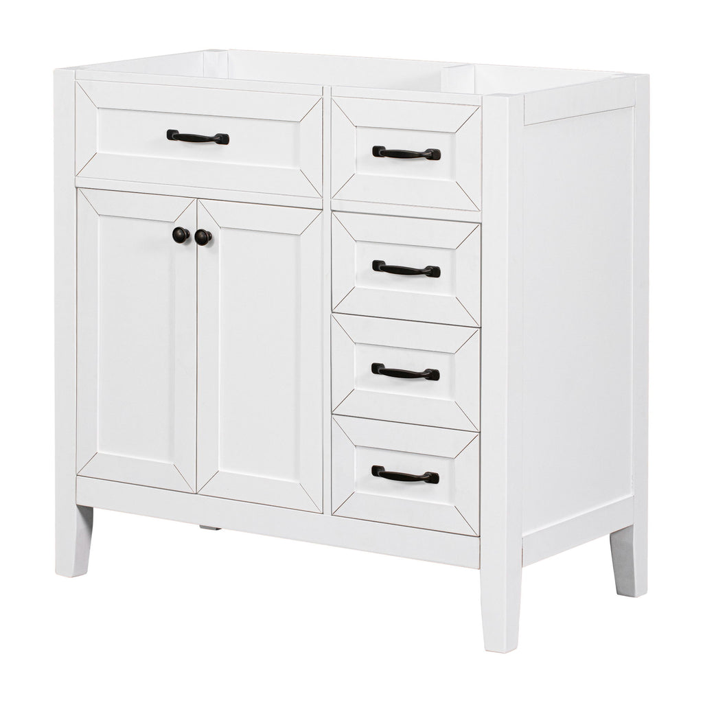 Modern Bathroom Vanity Base Only, 2 Doors And 3 Drawers