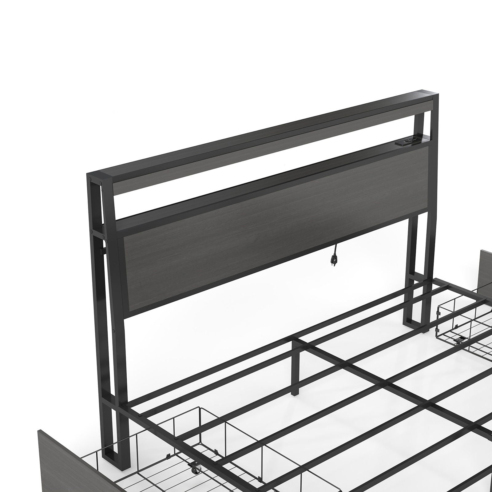 Bed Frame With Headboard, LED Lights & Charging Station