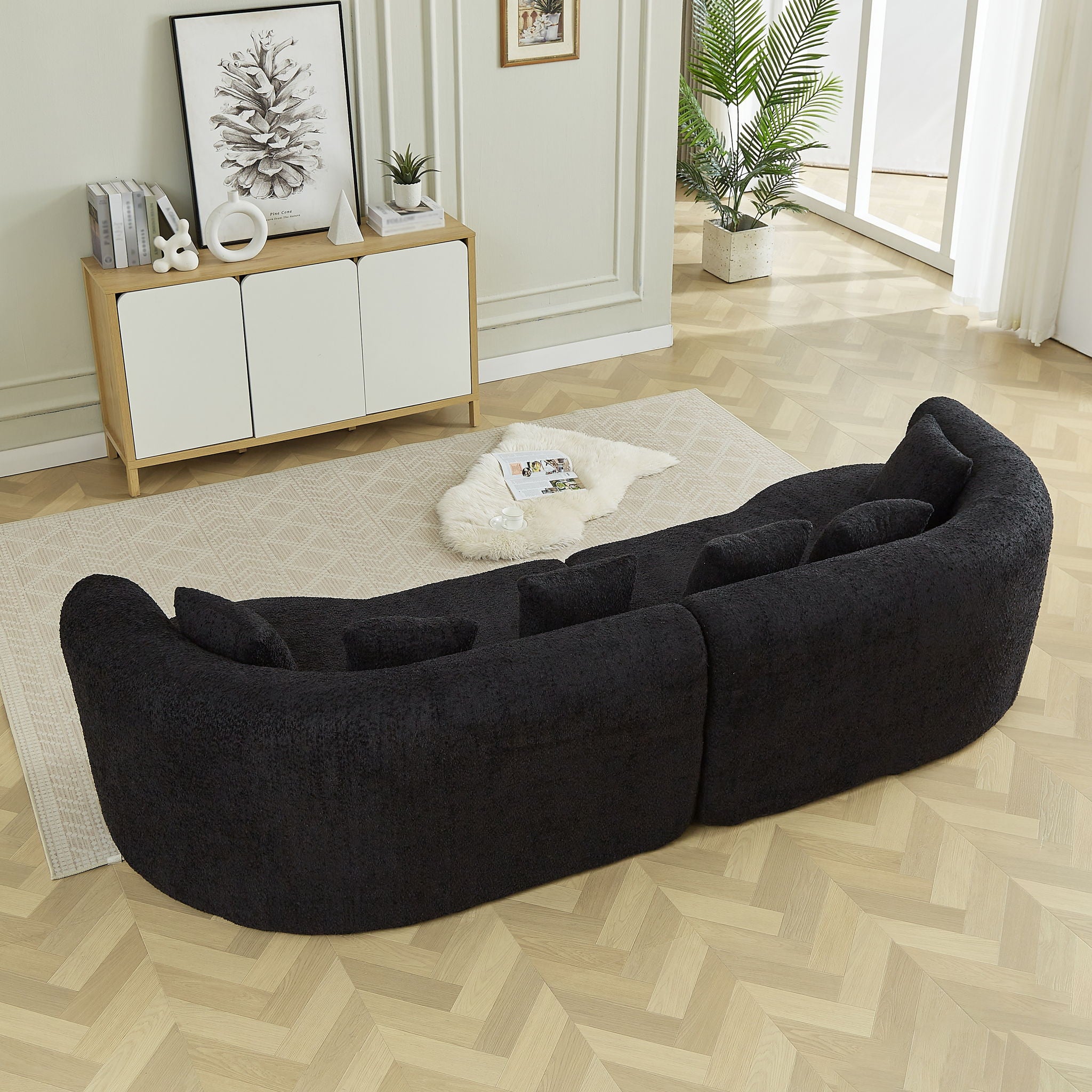 Curved Sectional Sofa With 6 Pillows
